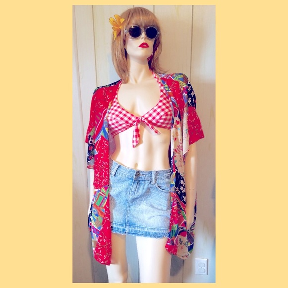 🌺Beach Babe Boho Floral Patchwork Chiffon Swim Coverup Wrap O/S - Picture 8 of 8
